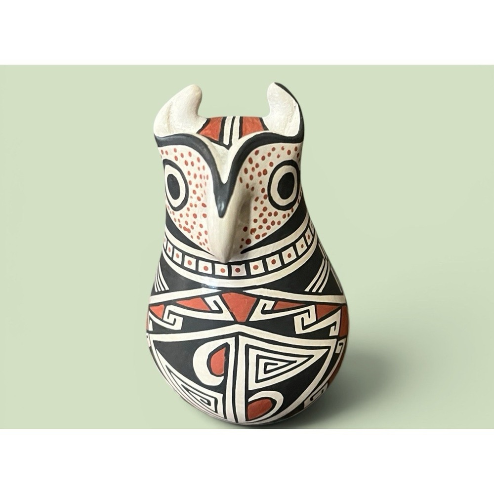 Mata Ortiz Pottery Owl Effigy‎ Lourdes Villalba Paquime Folk Art Clay Mexican